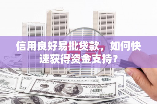 青河信用良好易批贷款，如何快速获得资金支持？