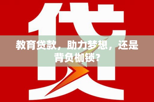 苑里教育贷款，助力梦想，还是背负枷锁？