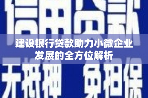 金沙建设银行贷款助力小微企业发展的全方位解析