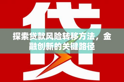 石龙探索贷款风险转移方法，金融创新的关键路径